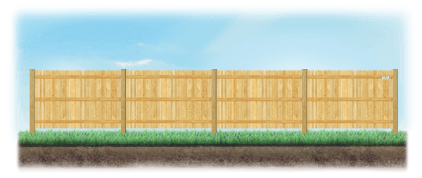 A level fence installed on level ground in Cross Roads, Texas