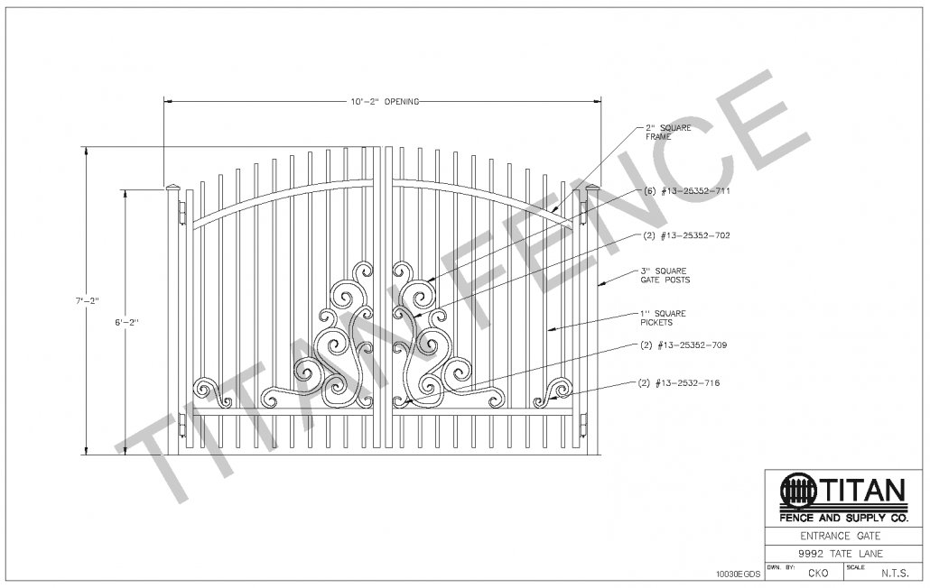 cad entrance gate drawings in North DFW Area