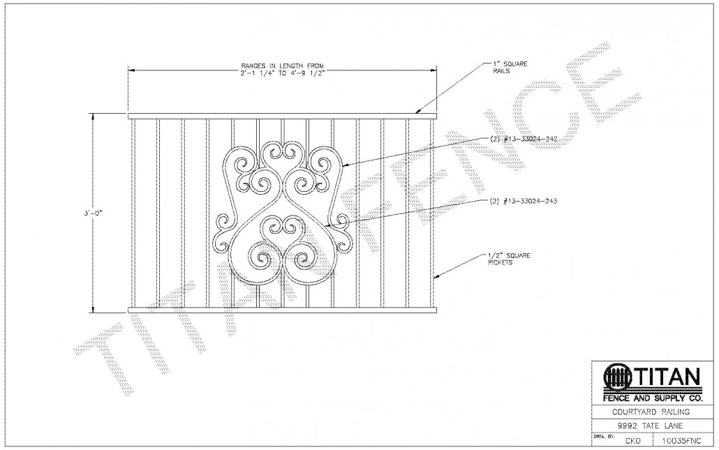 cad Ornamental Fence drawings in North DFW Area